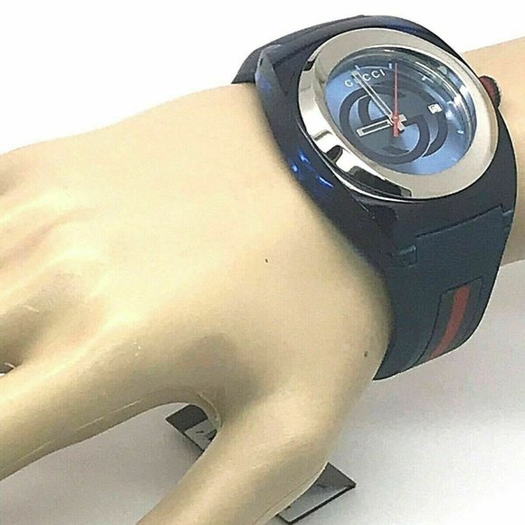 GUCCI SYNC YA137104 Blue Rubber Band Men's Watch - Picture 4 of 8